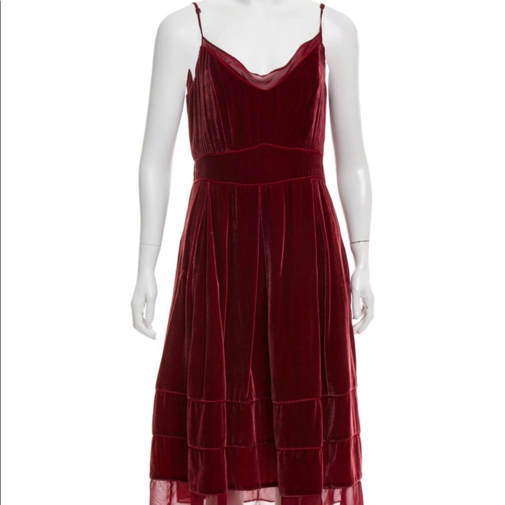 Timo Weiland Velvet Burgundy Midi Dress